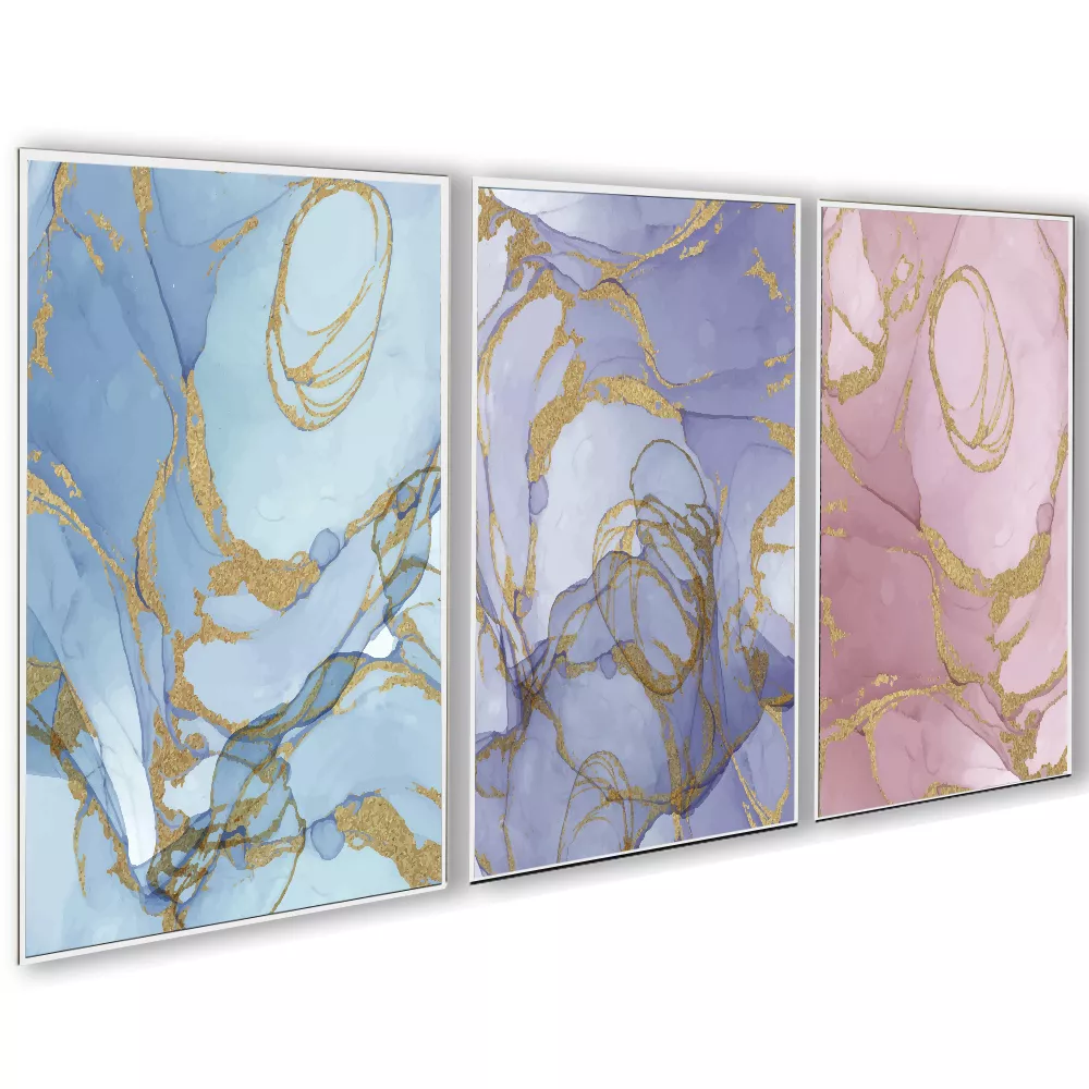 Quadro Trio marmore & ouro