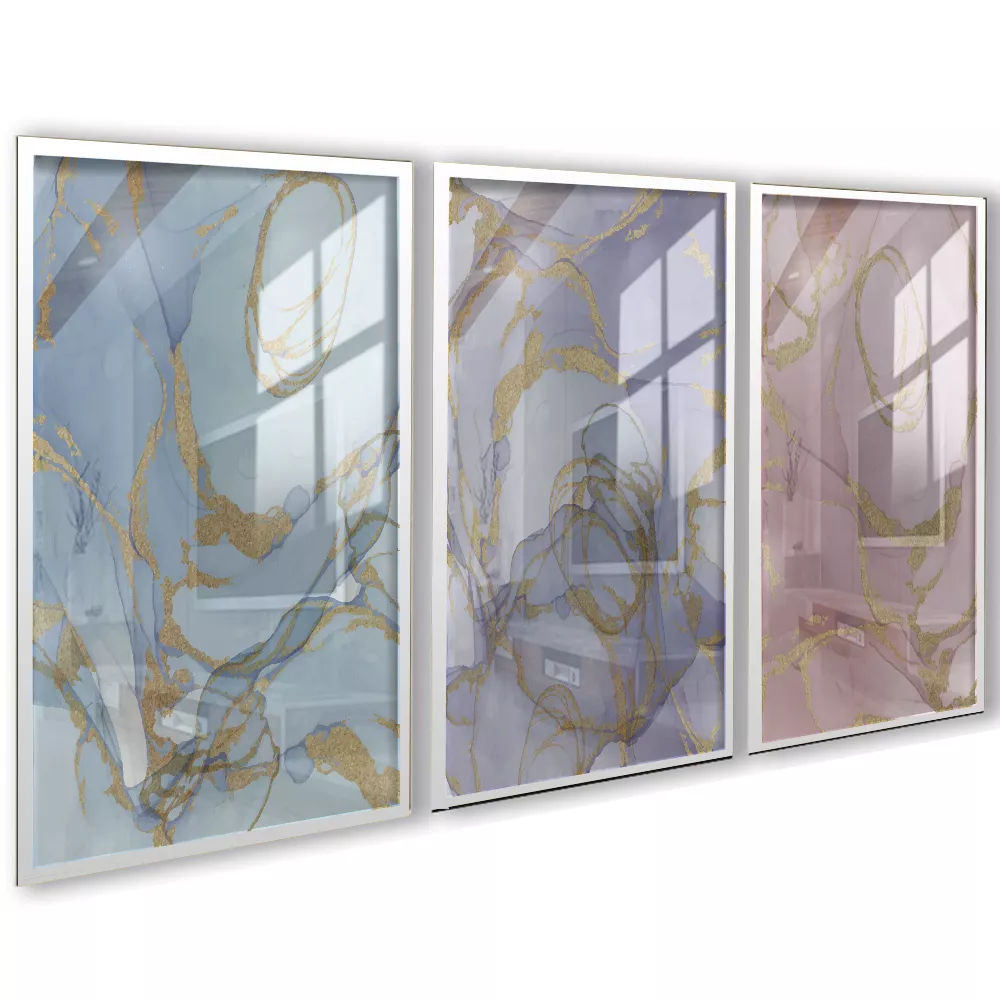 Quadro Trio marmore & ouro