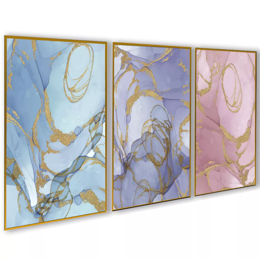 Quadro Trio marmore & ouro