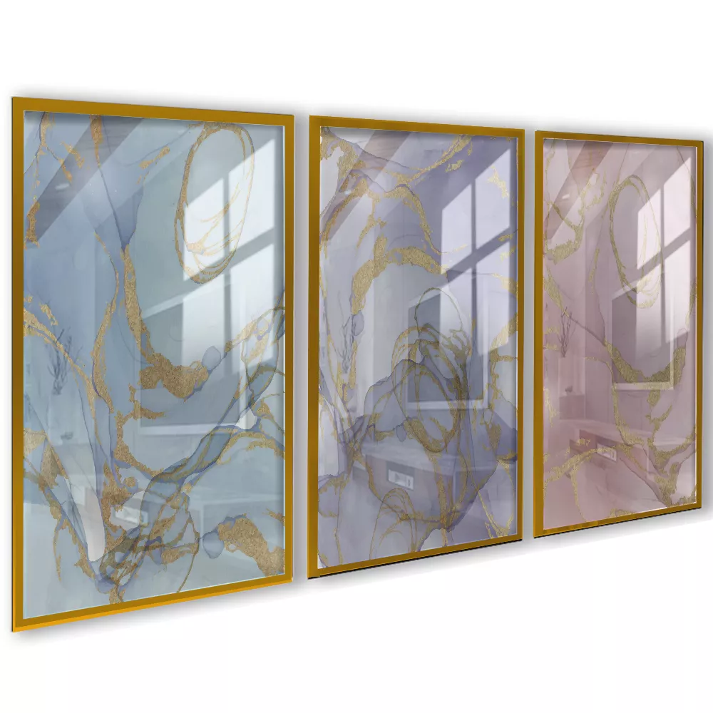 Quadro Trio marmore & ouro