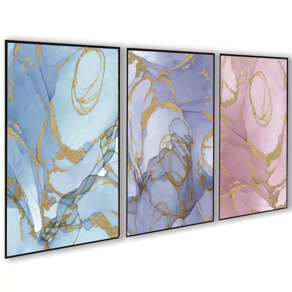 Quadro Trio marmore & ouro