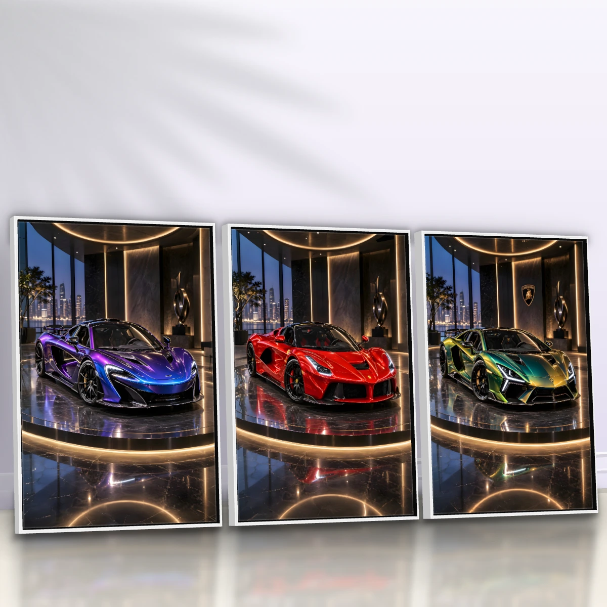Quadro Trio Sala Supercarro Neon Luxo — foto 3