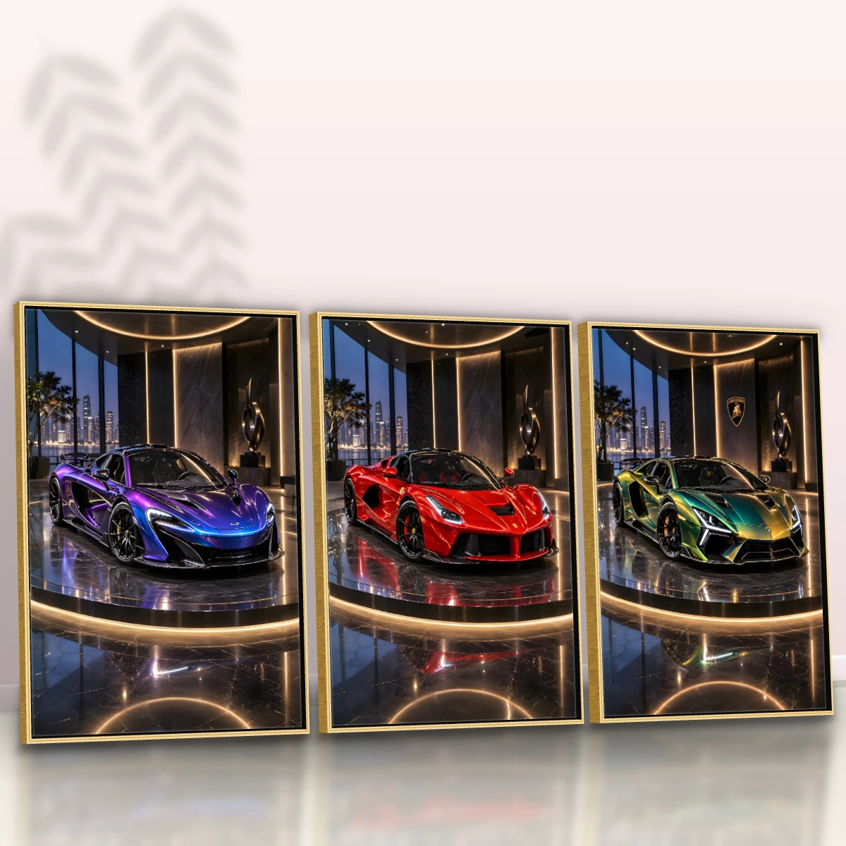 Quadro Trio Sala Supercarro Neon Luxo — foto 4