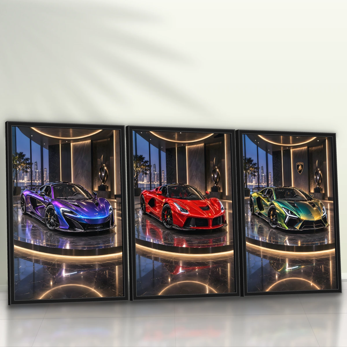Quadro Trio Sala Supercarro Neon Luxo — foto 5