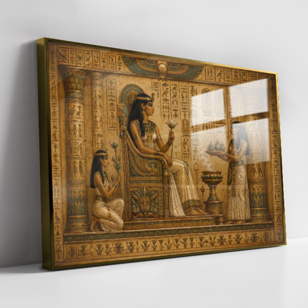 Quadro Sala Egito Cleópatra Dourado