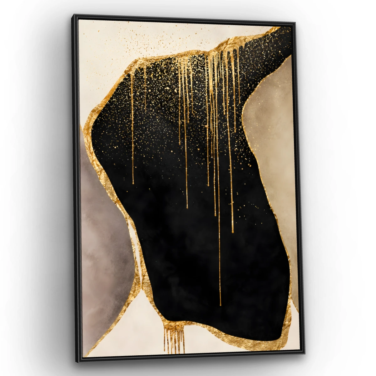 Quadro Sala Abstrato Preto Gold
