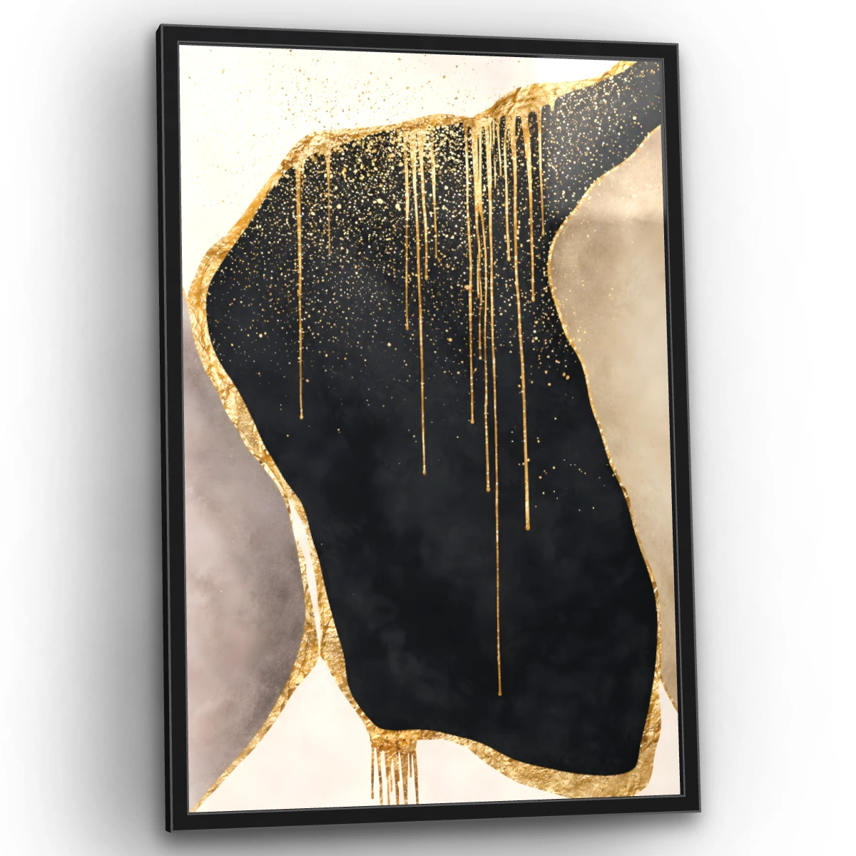 Quadro Sala Abstrato Preto Gold