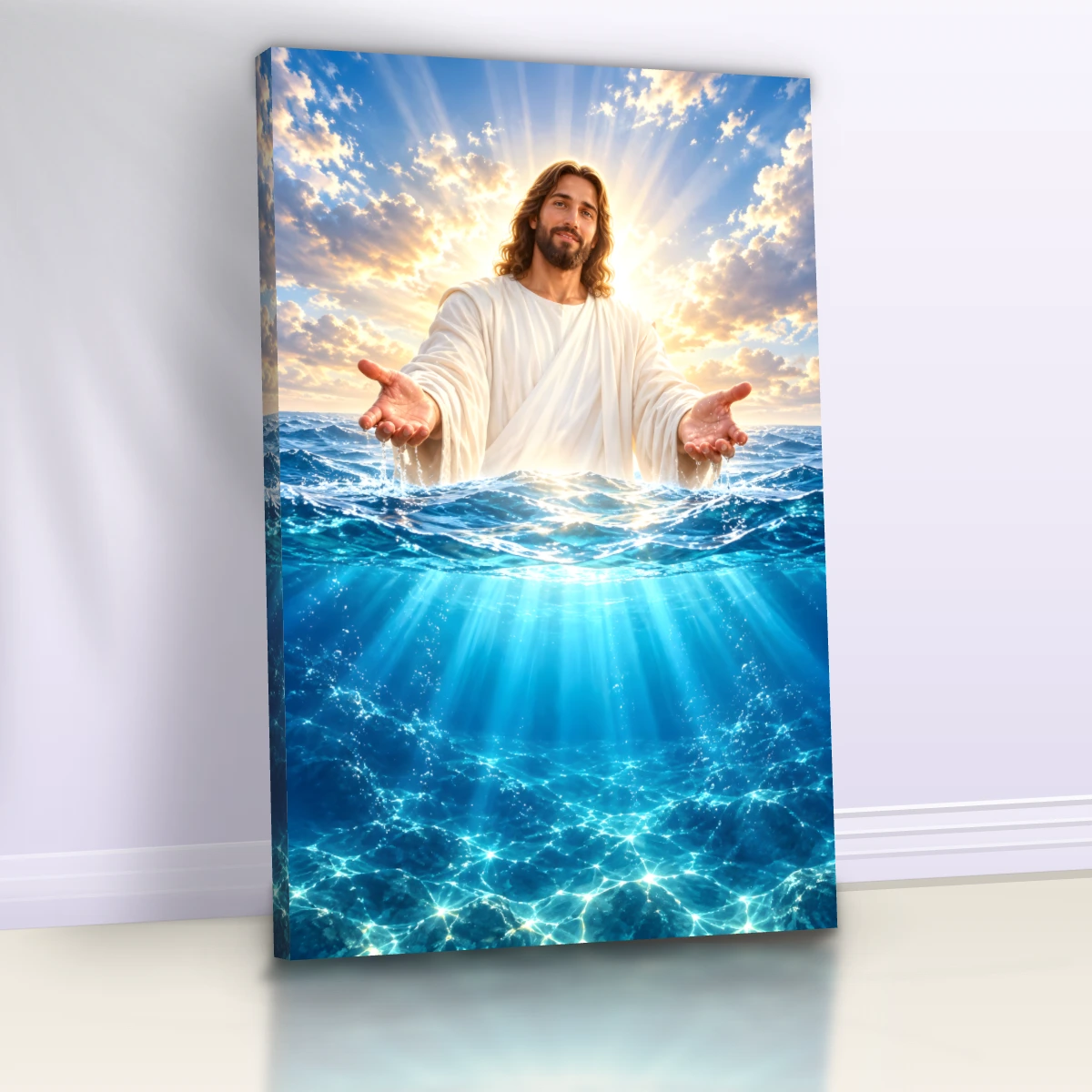 Quadro Casa de Praia Jesus Mar Azul | Quadros Podium