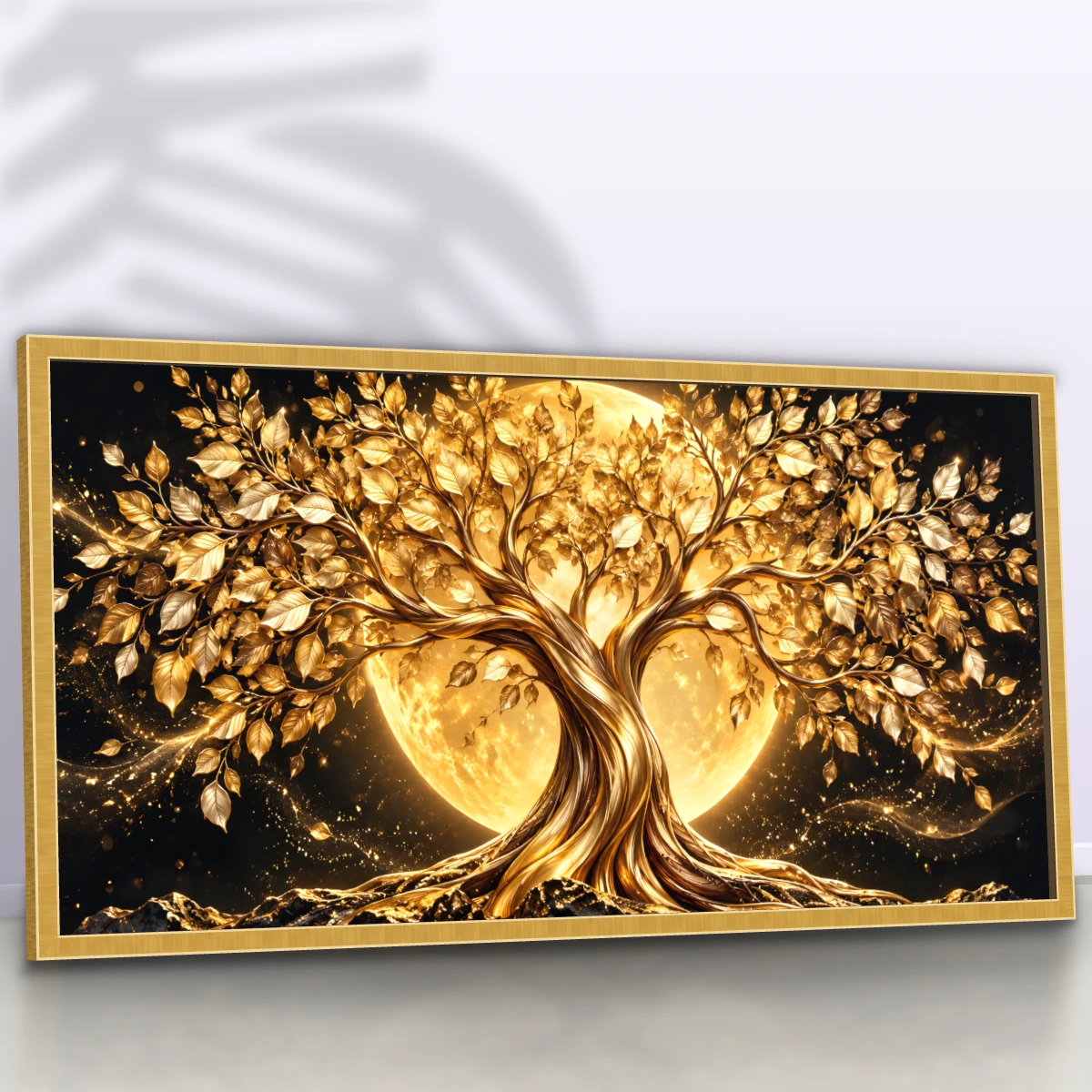 Quadro Sala Árvore Gold Coração