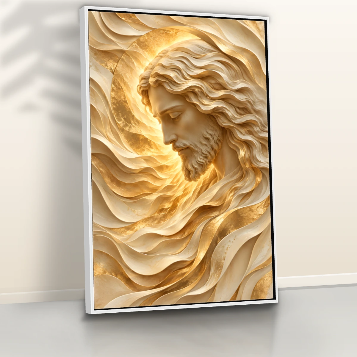 Quadro Sala Suíte Jesus 3D Dourado