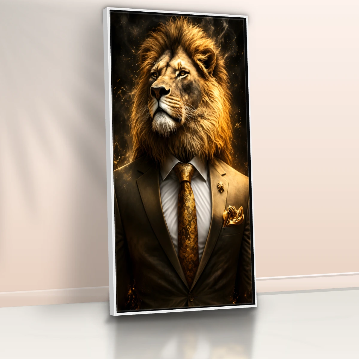 Quadro Sala Escritório Leão Luxo Gold — foto 3