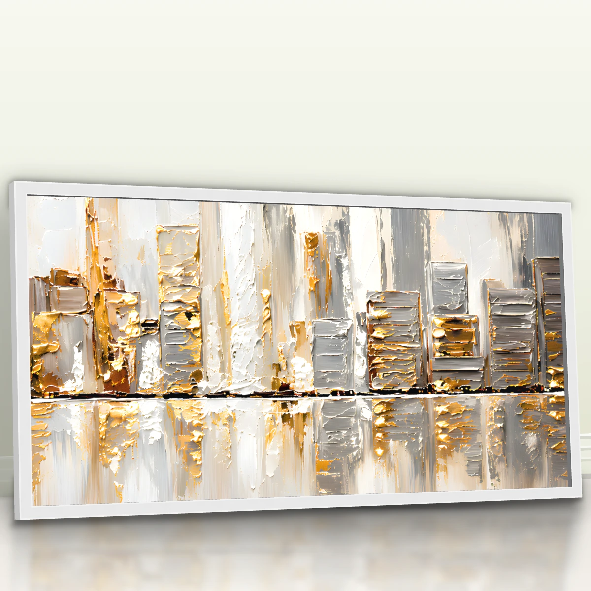 Quadro Sala Abstrato Skyline Dourado — foto 6
