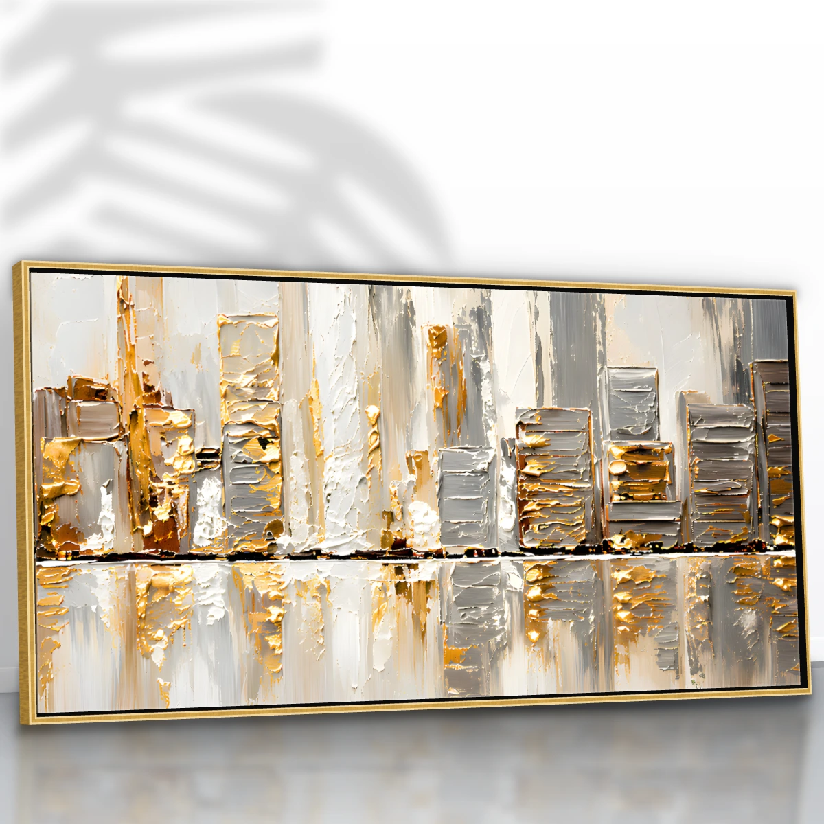 Quadro Sala Abstrato Skyline Dourado — foto 4