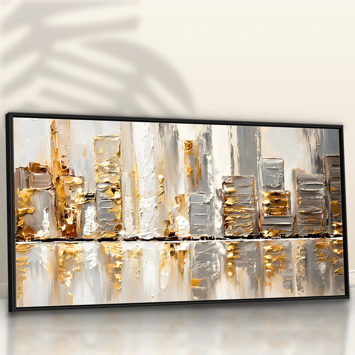 Quadro Sala Abstrato Skyline Dourado — foto 2