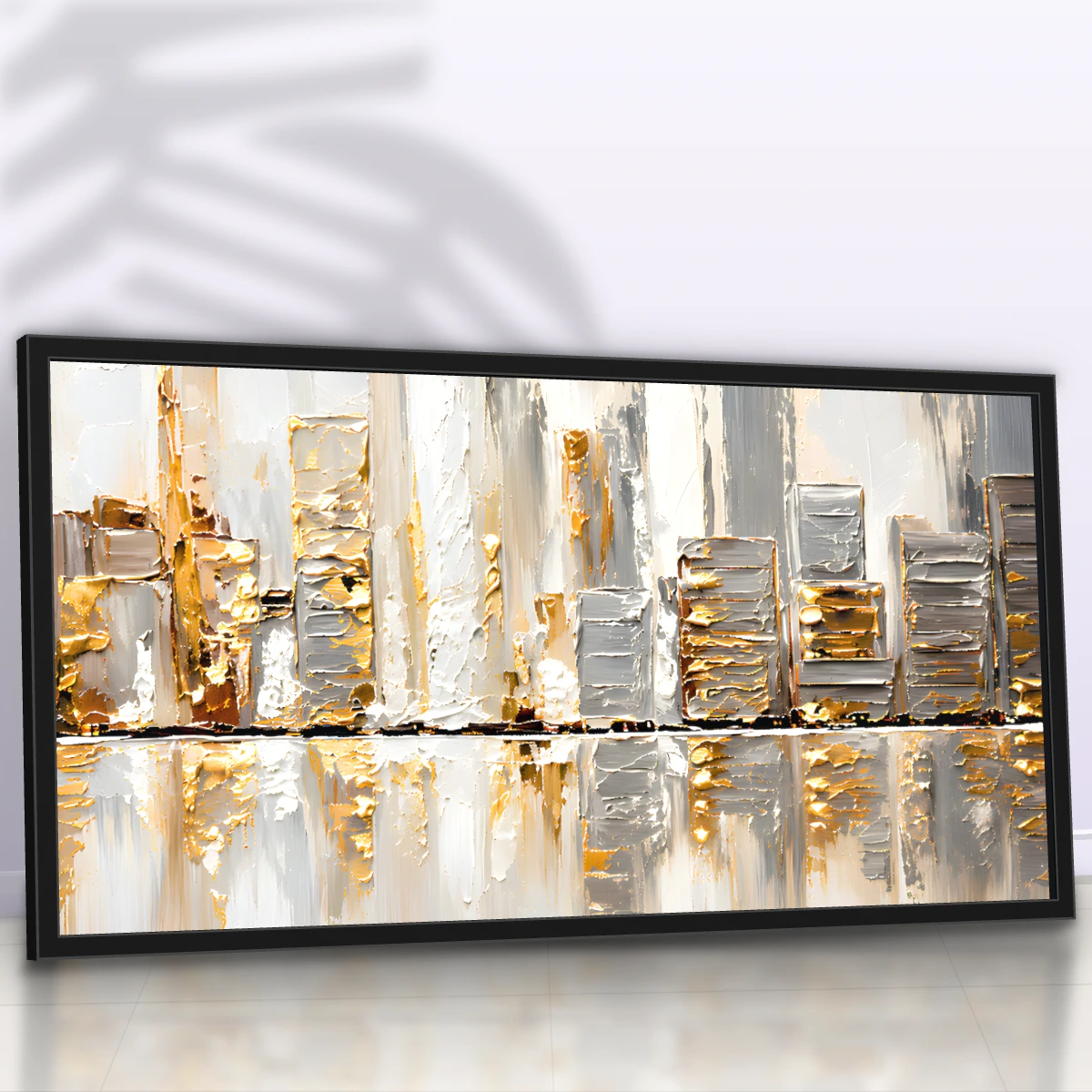 Quadro Sala Abstrato Skyline Dourado — foto 5