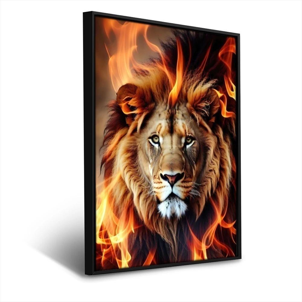 Quadro Leão Em Chamas